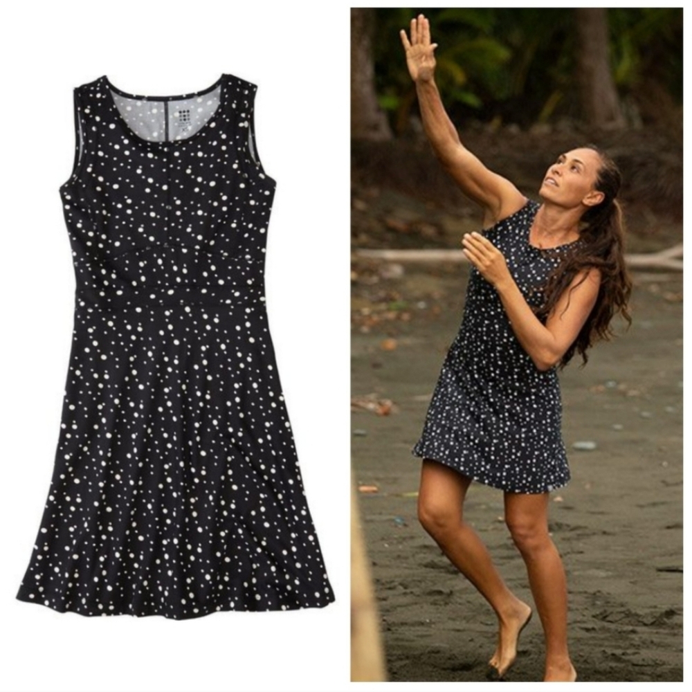 TITLE NINE Buttah Sleeveless Black White Polka Celestial Dot Dress Women's Small